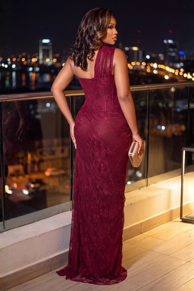 Scarlet Floral Lace Maxi Dress