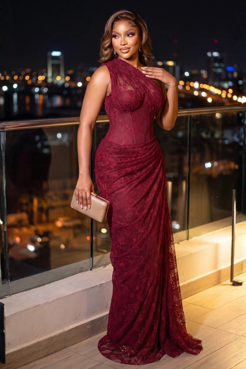 Scarlet Floral Lace Maxi Dress