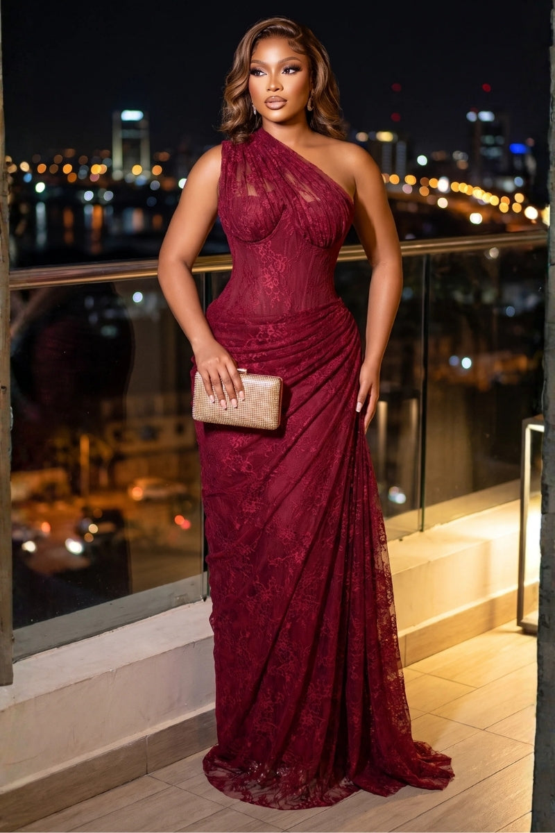 Scarlet Floral Lace Maxi Dress