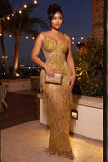Gold Charm Rhinestone Dress