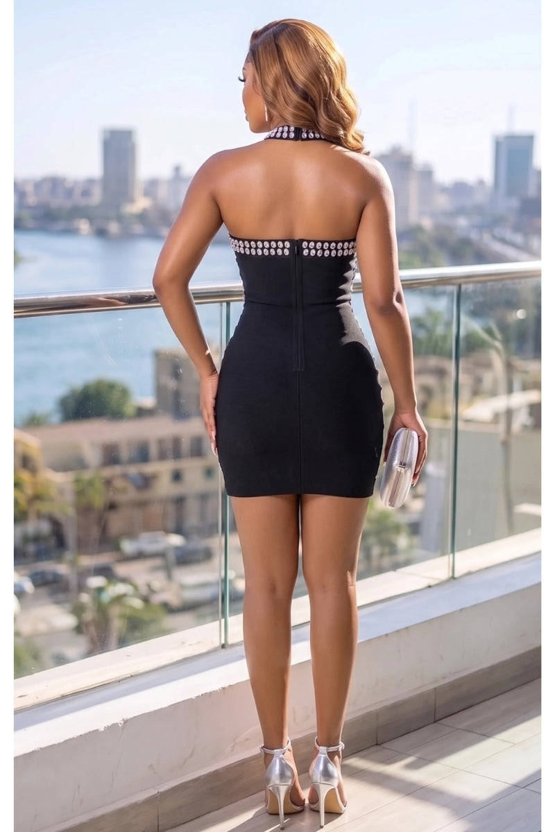 Crystal Halter bandage Dress