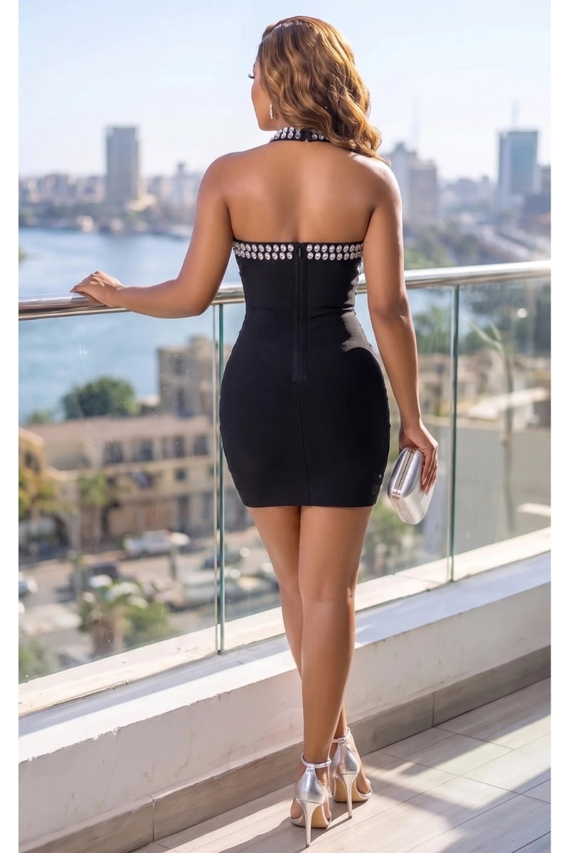 Crystal Halter bandage Dress